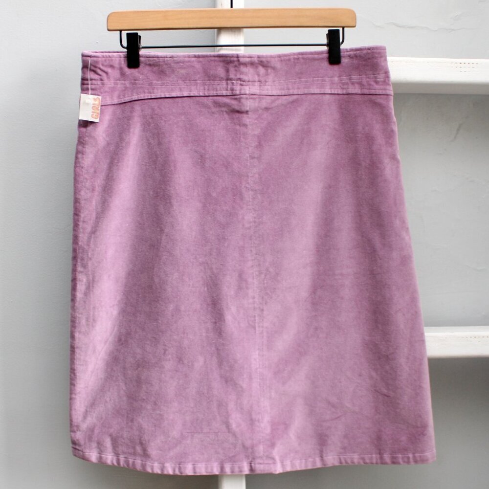 Tulle Vintage Y2K Purple Velvet Asymmetrical Large Button-Up Pencil Skirt Sz 8 - Picture 2 of 5